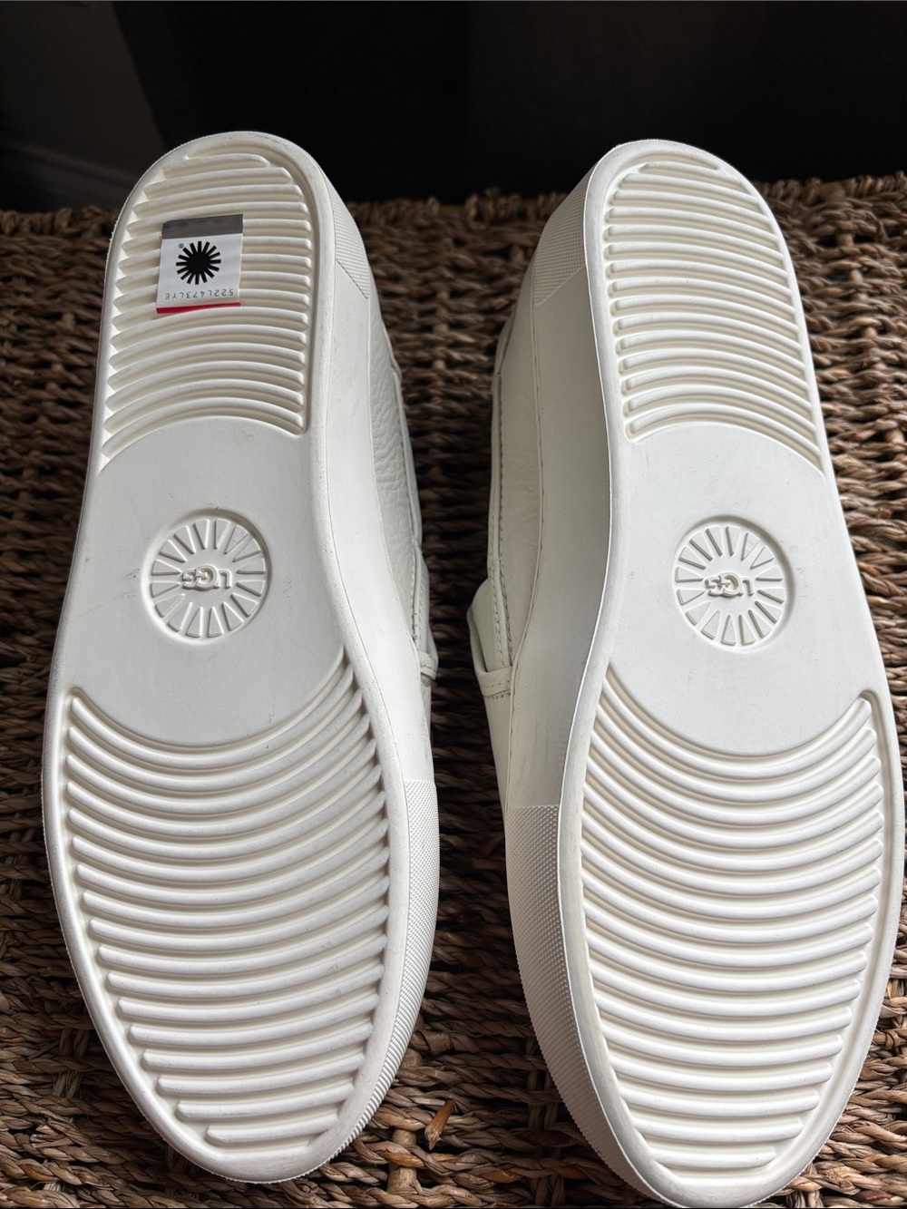 UGG White Leather Slip-On Loafers - Picture 6 of 7